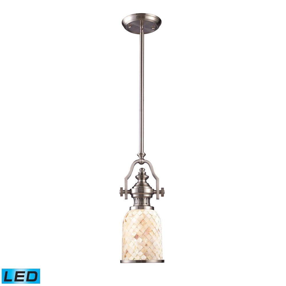 Chadwick 1-light Mini Pendant In Satin Nickel With Cappa Shell Shade