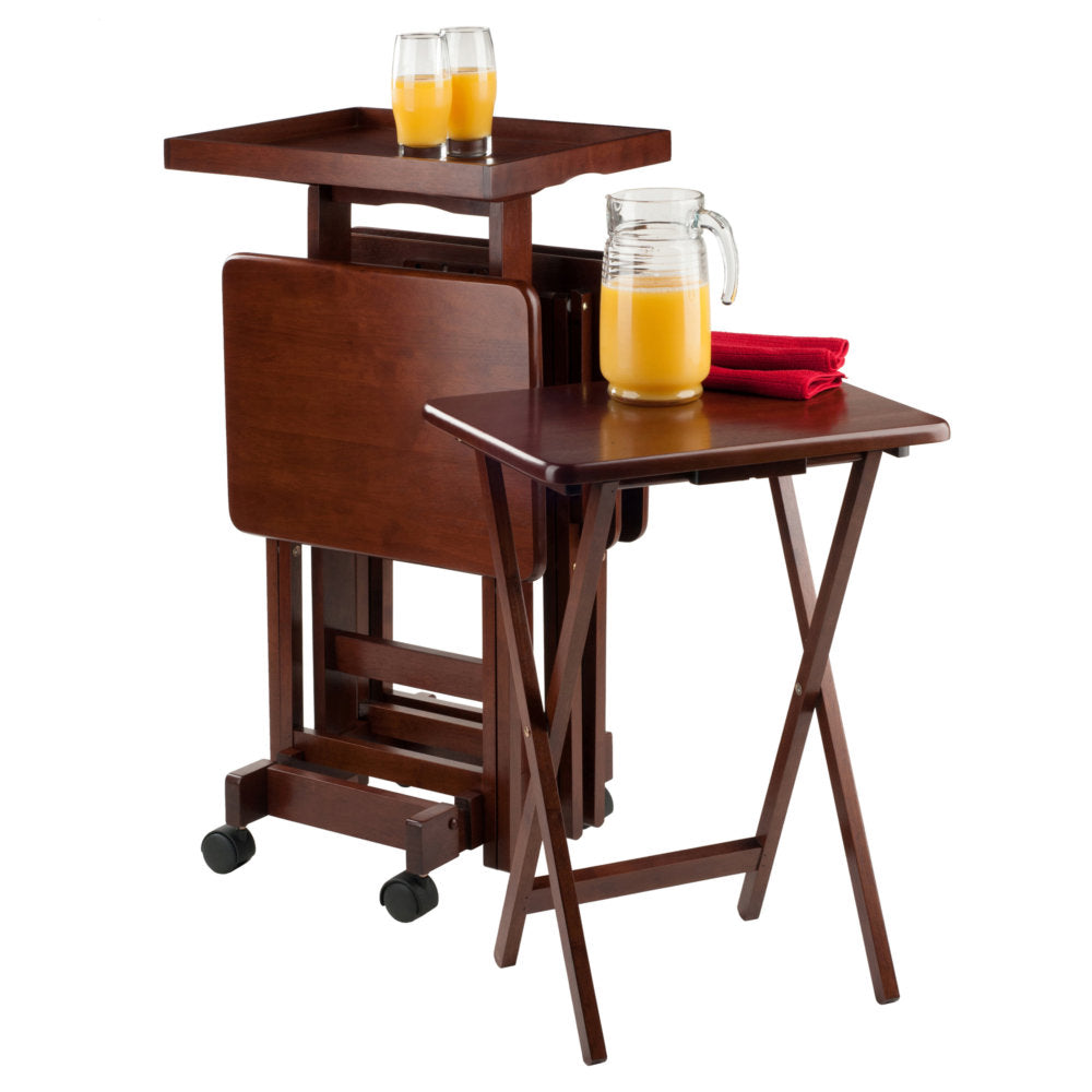 Isabelle 6-pc Snack Table Set, Walnut